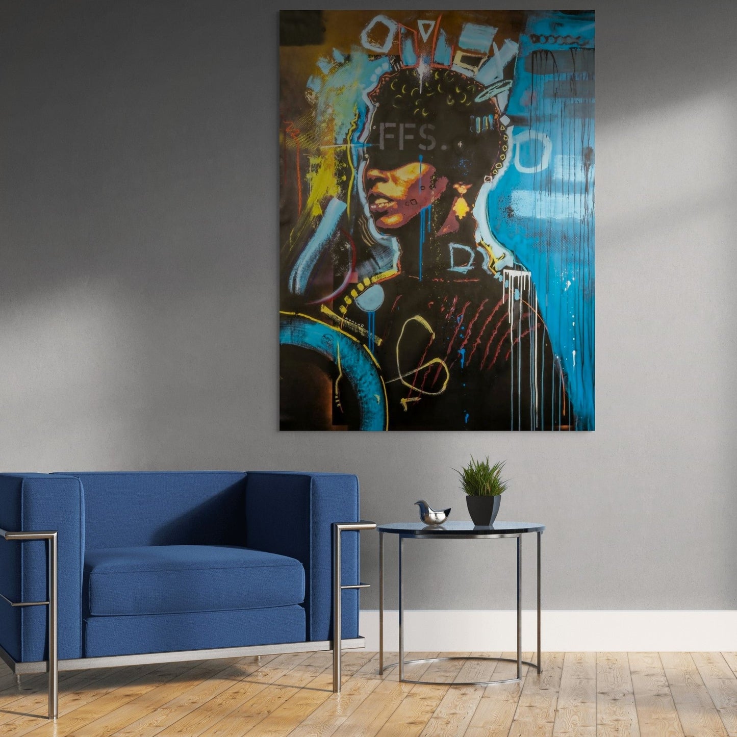 Hidden Blues - Stretched Canvas Print