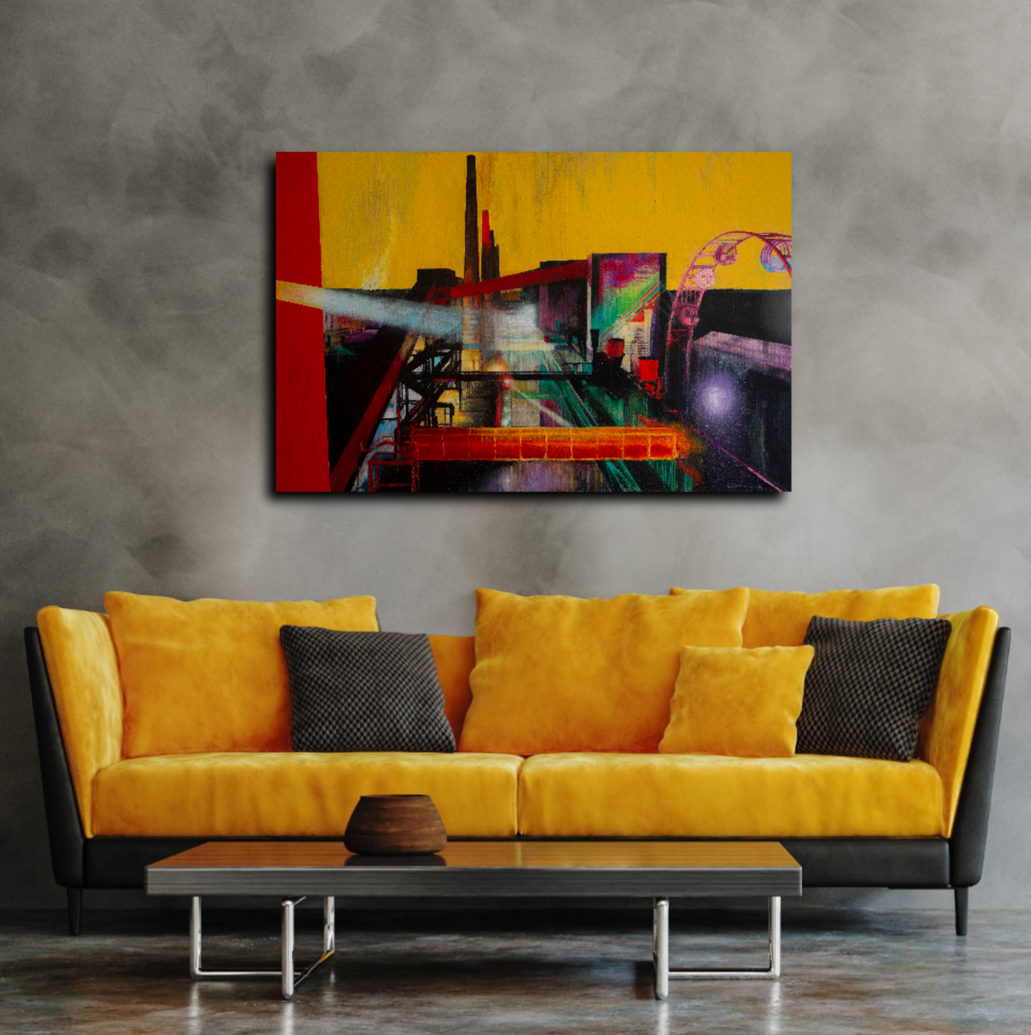 Sunset Industry - Stretched Canvas Print